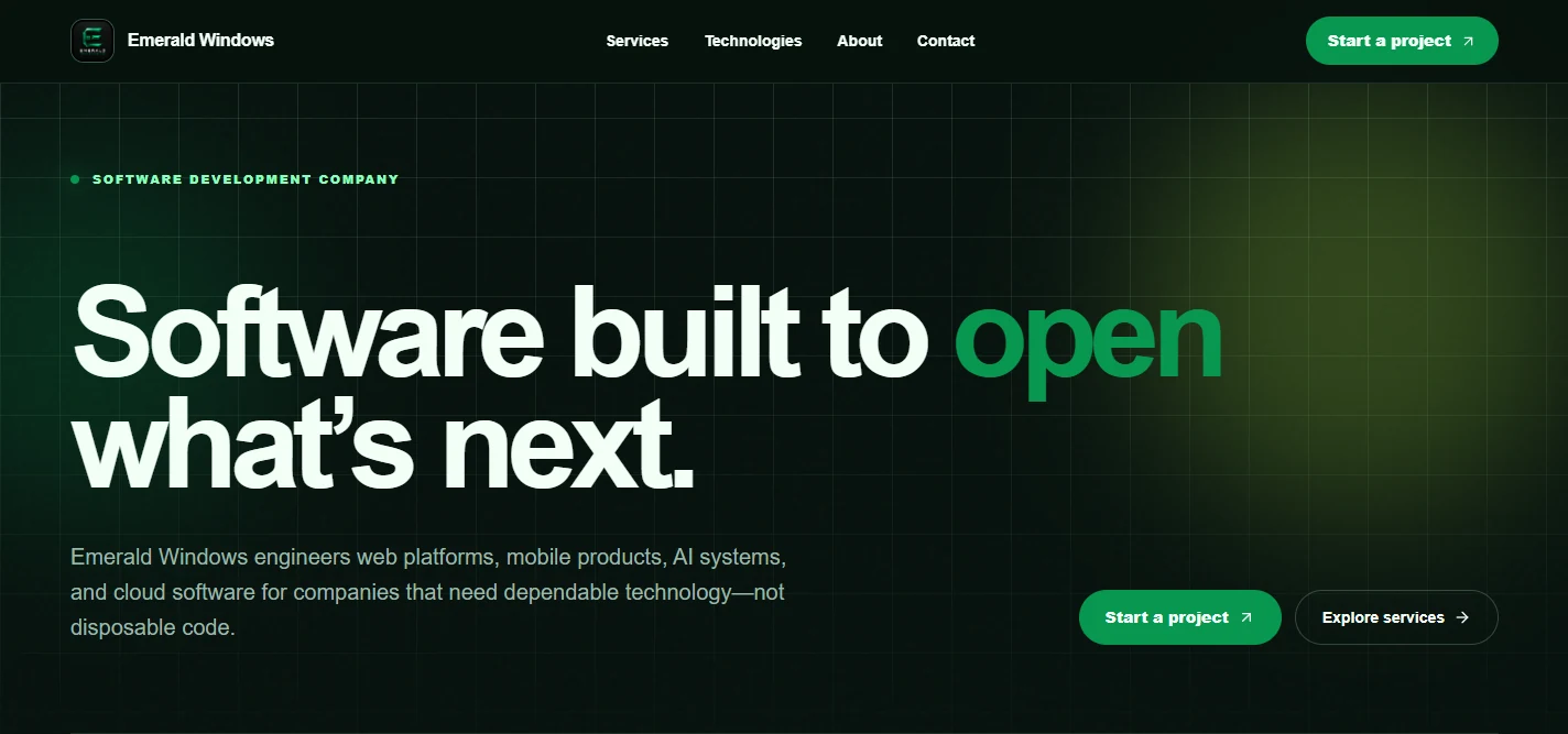 Emerald Windows: software company website
